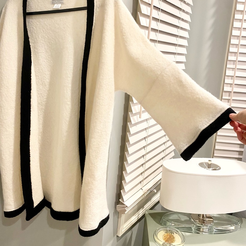 90s Wool Oversized Cardigan Sweater Womens Small Medium Boiled Felted Vintage - Picture 3 of 5